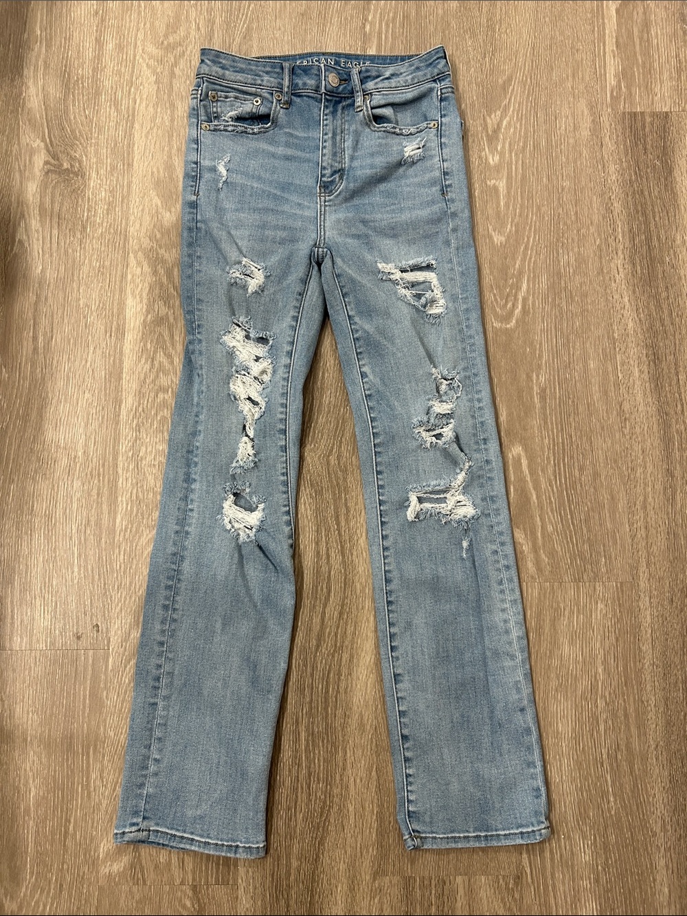 American Eagle Outfitters - Distressed Slim Straight Crop Jeans